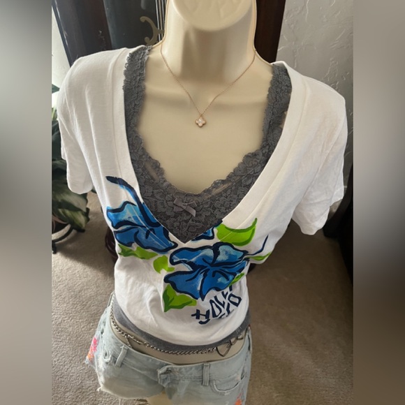NWT Y2K Vintage Hollister V-neck top short sleeve - Picture 9 of 16